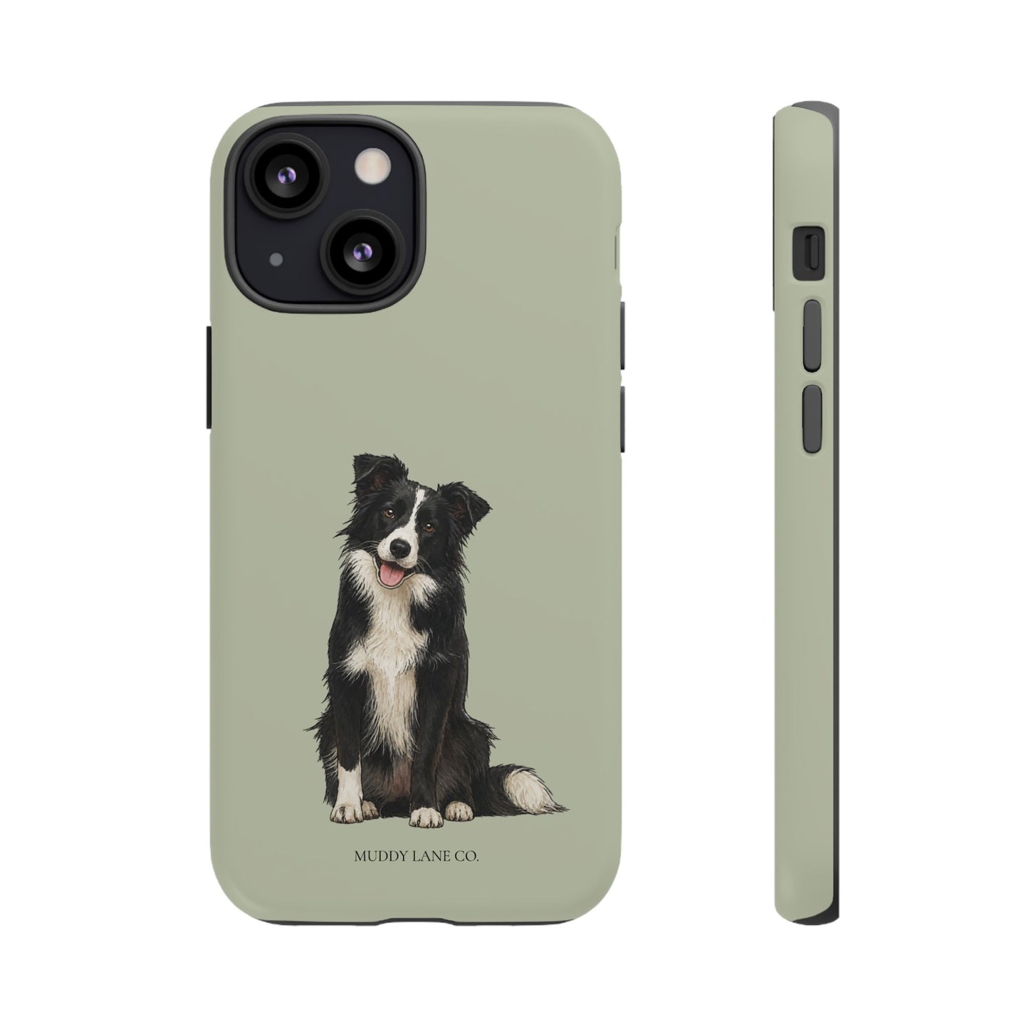 Border Collie Tough Phone Case in Light Sage Matte