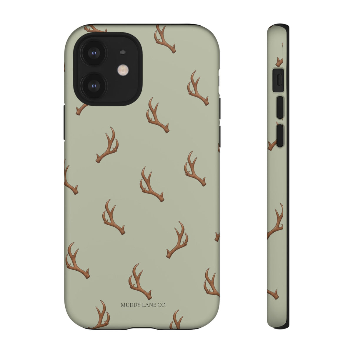 Antler Pattern Tough Phone Case in Light Sage Matte