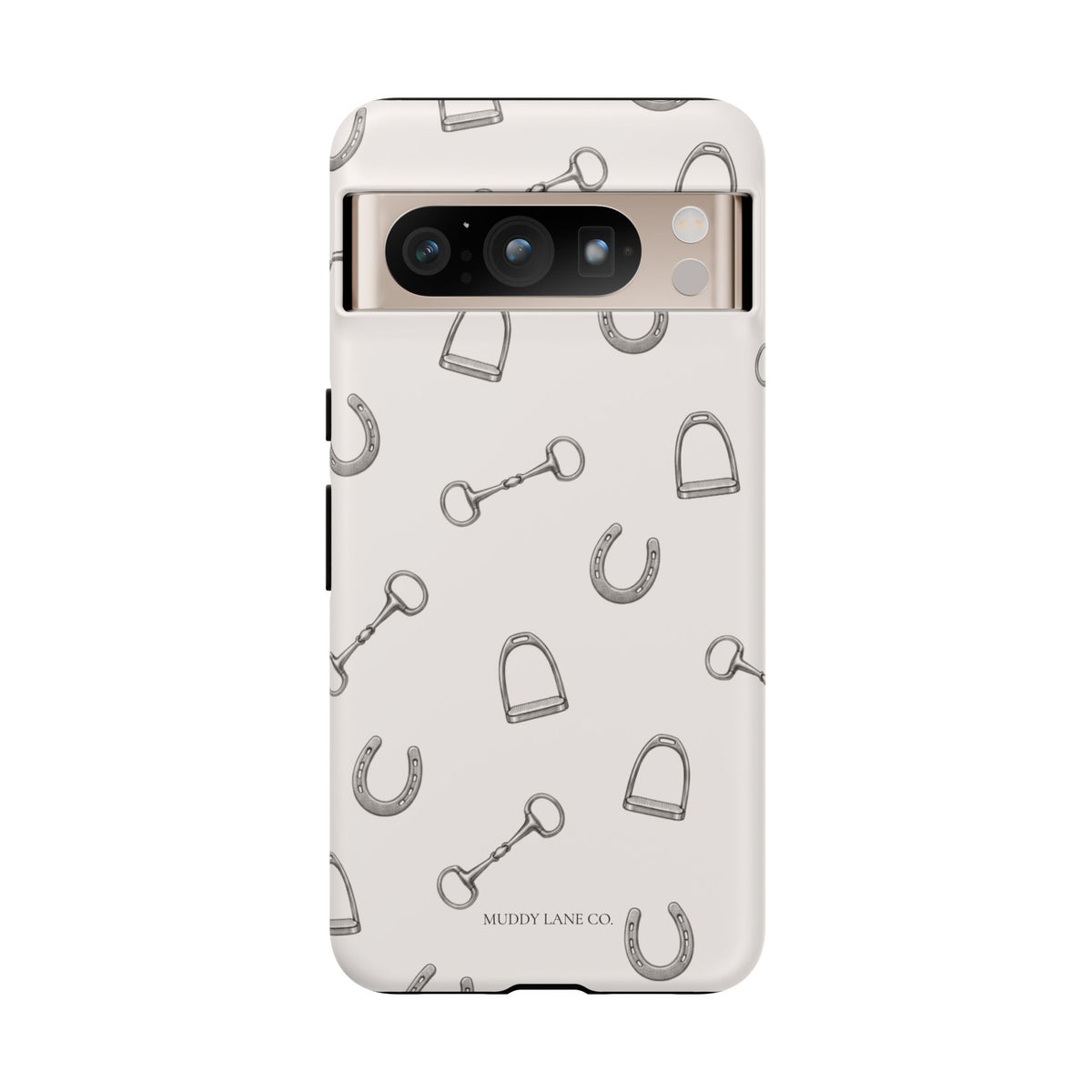 Tack Room Pattern Tough Phone Case in Warm Cream Matte