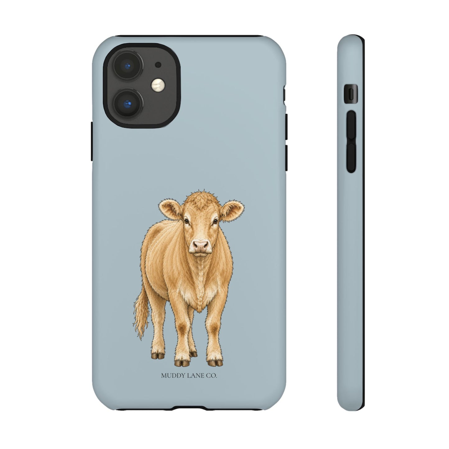 Farm Cow Tough Phone Case in Dusty Blue Matte