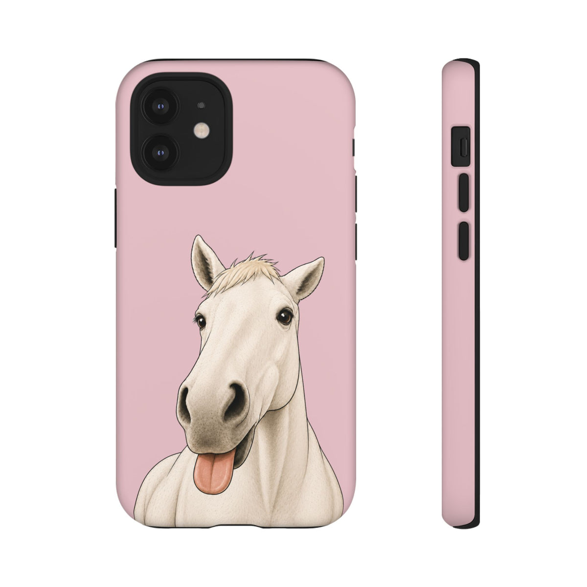 Silly White Horse Tough Phone Case in Soft Rosette Pink Matte