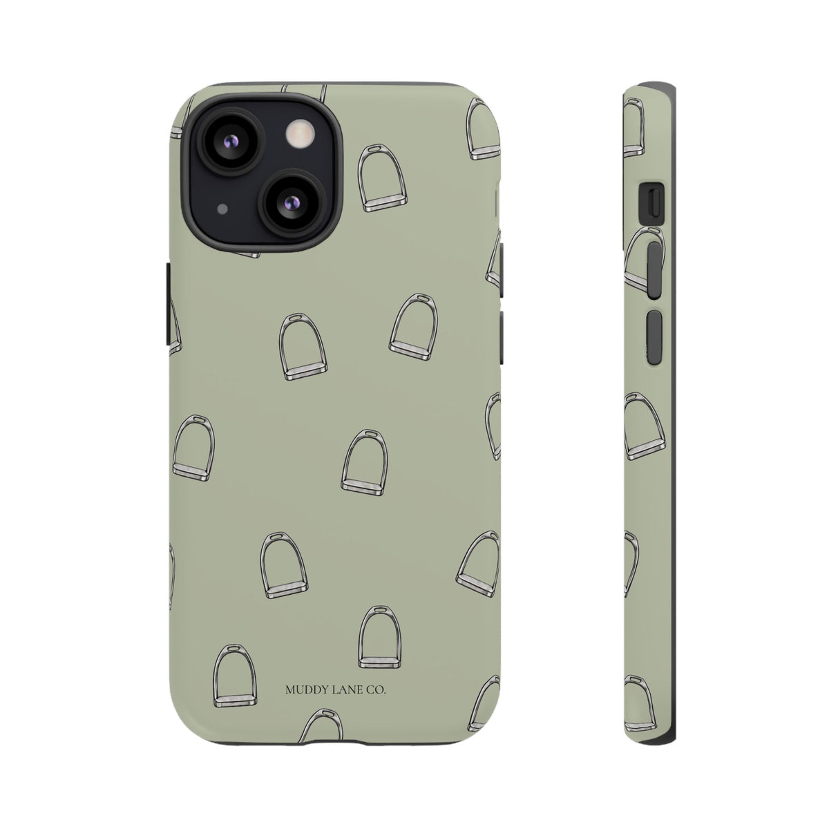 Stirrup Pattern Tough Phone Case in Light Sage Matte