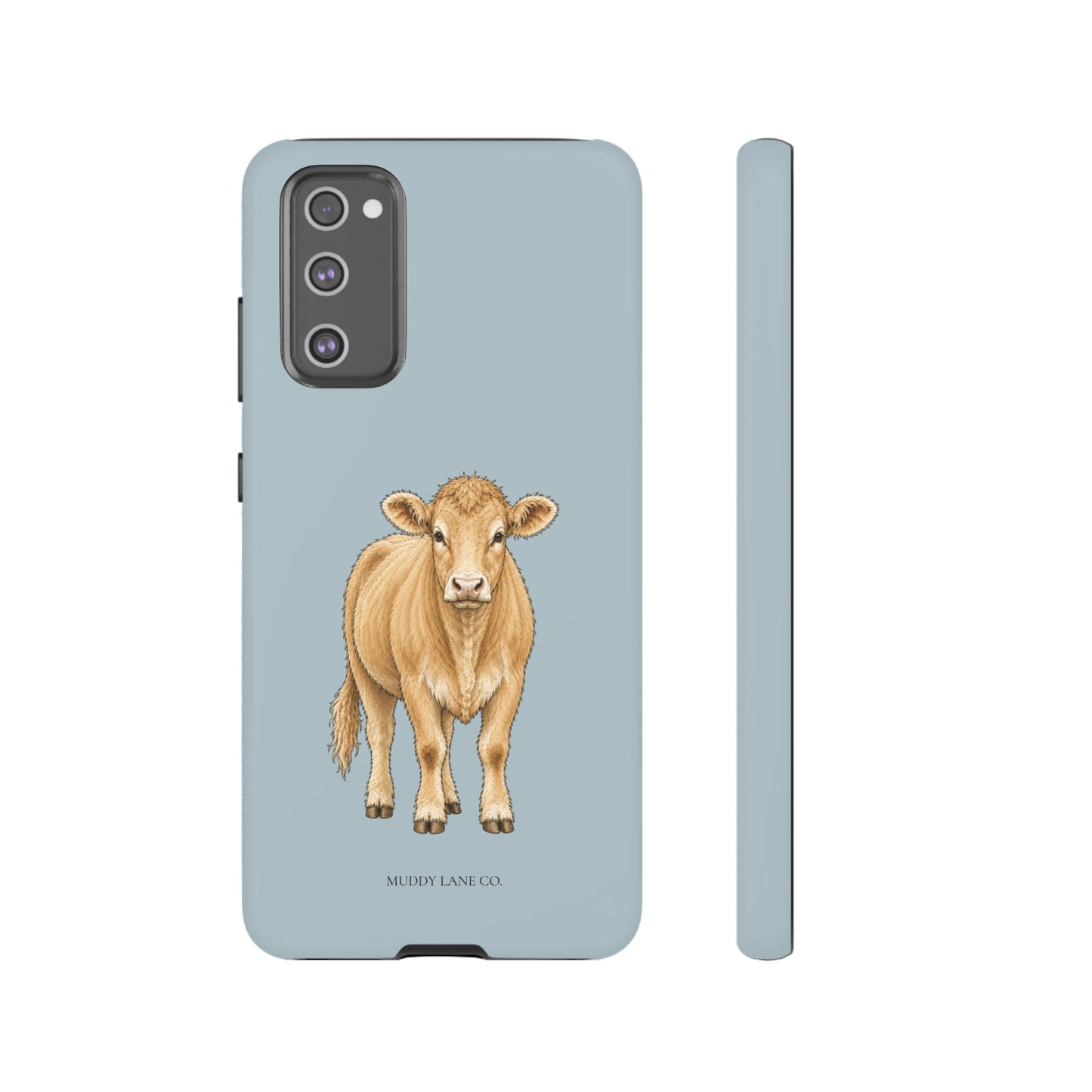 Farm Cow Tough Phone Case in Dusty Blue Matte