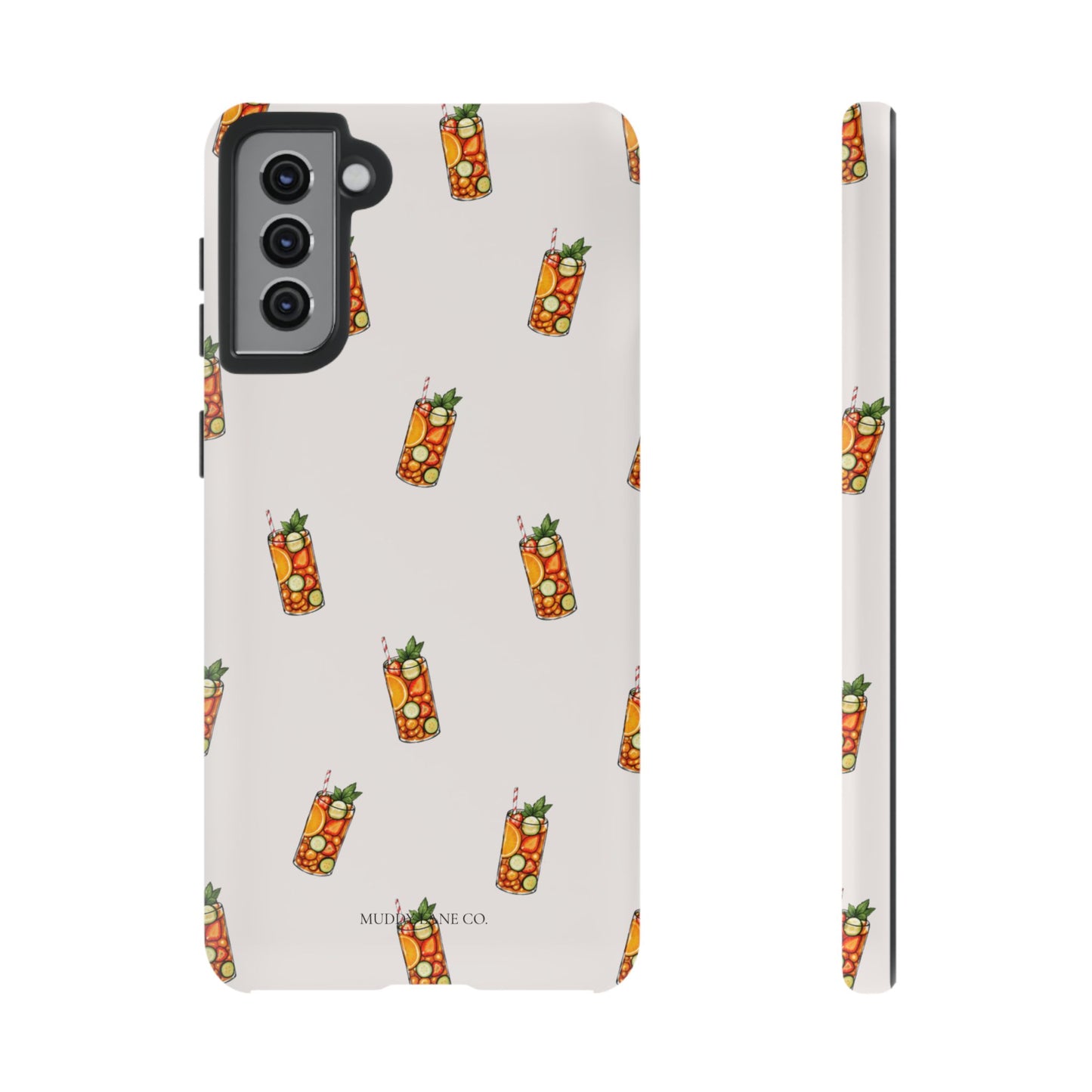 Summer Drink Pattern Tough Phone Case in Warm Cream Matte