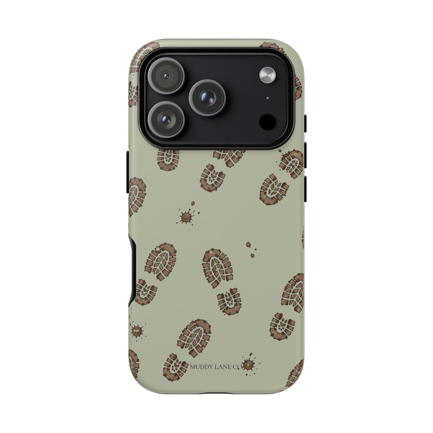 Muddy Boot Print Tough Phone Case in Light Sage Matte
