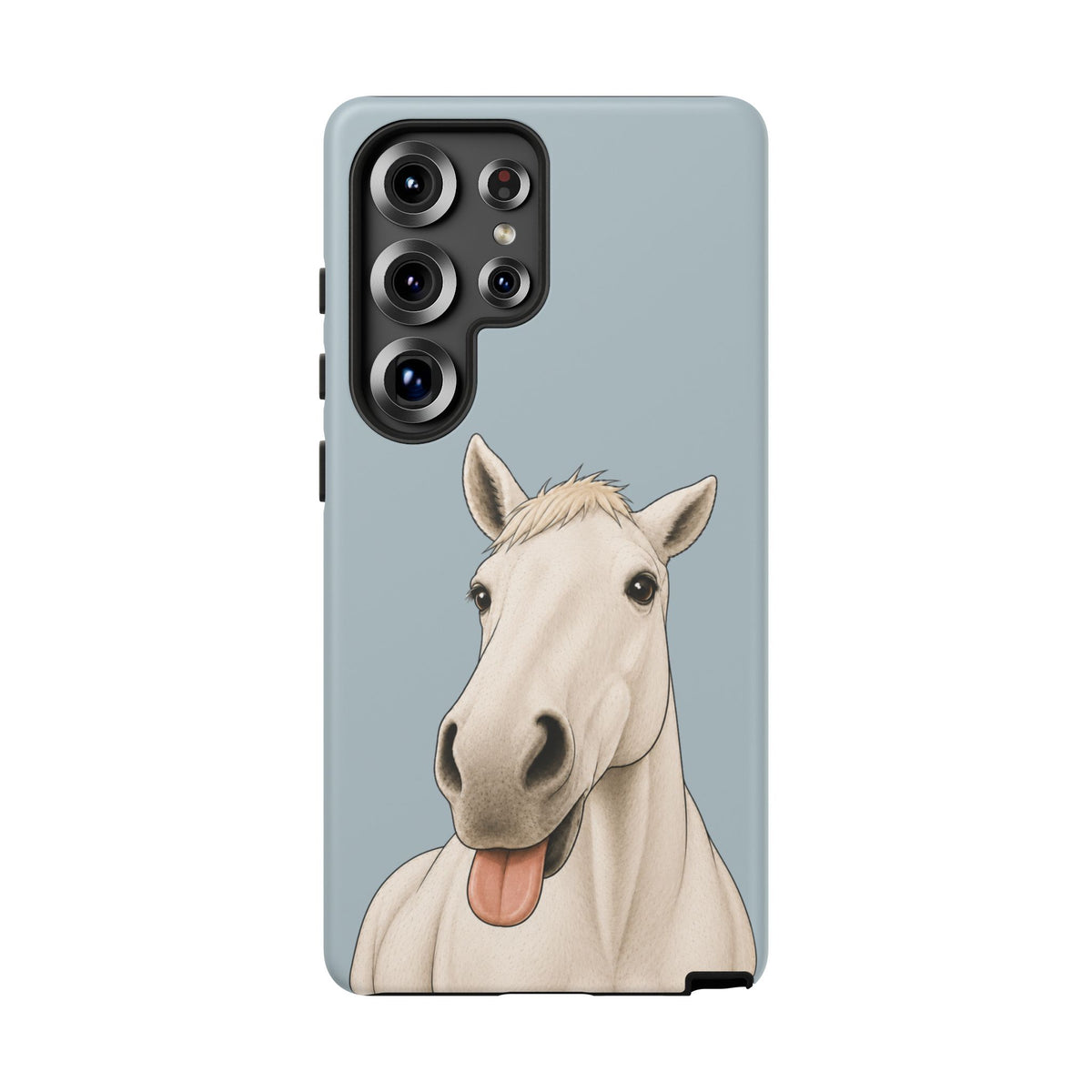 Silly White Horse Tough Phone Case in Dusty Blue Matte