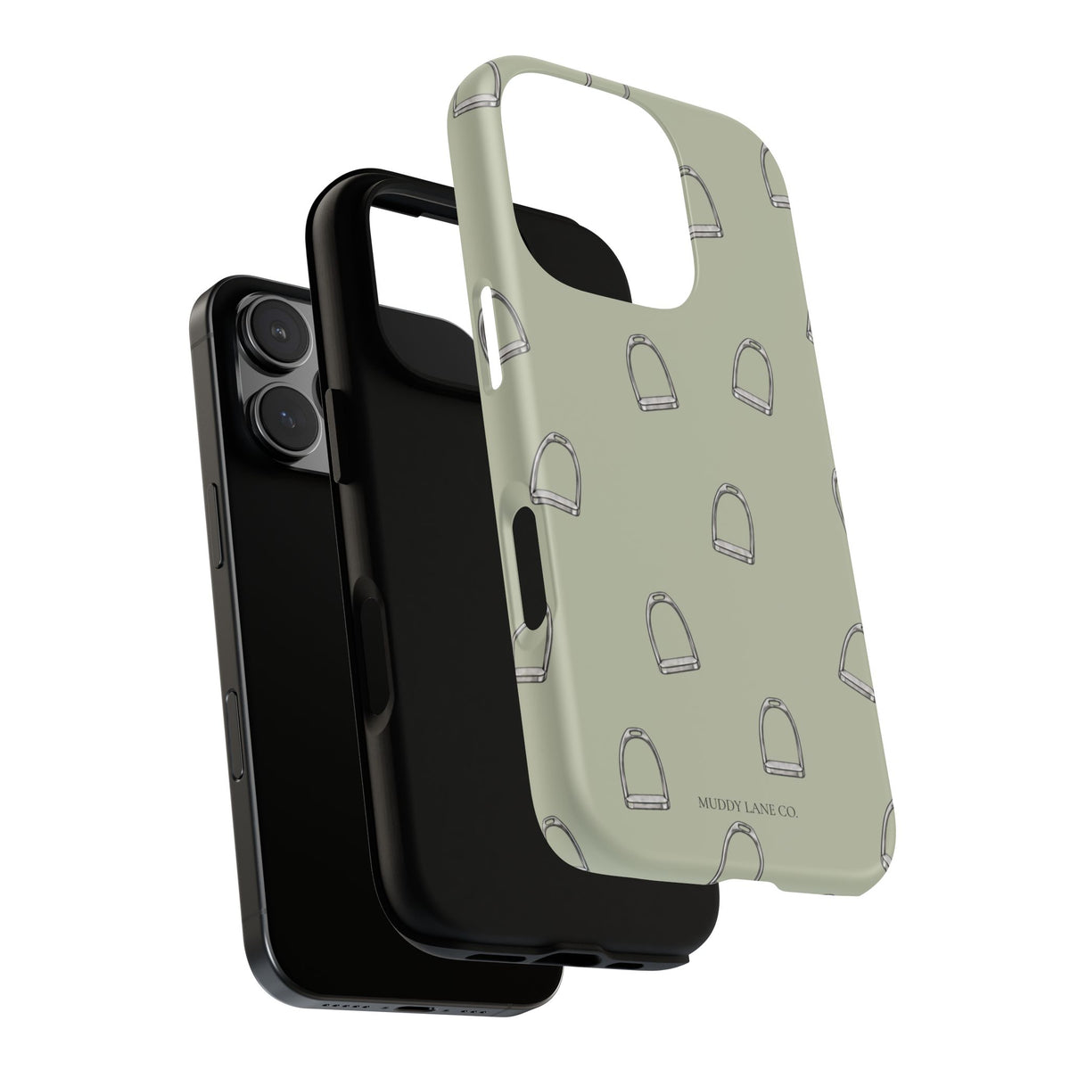 Stirrup Pattern Tough Phone Case in Light Sage Matte
