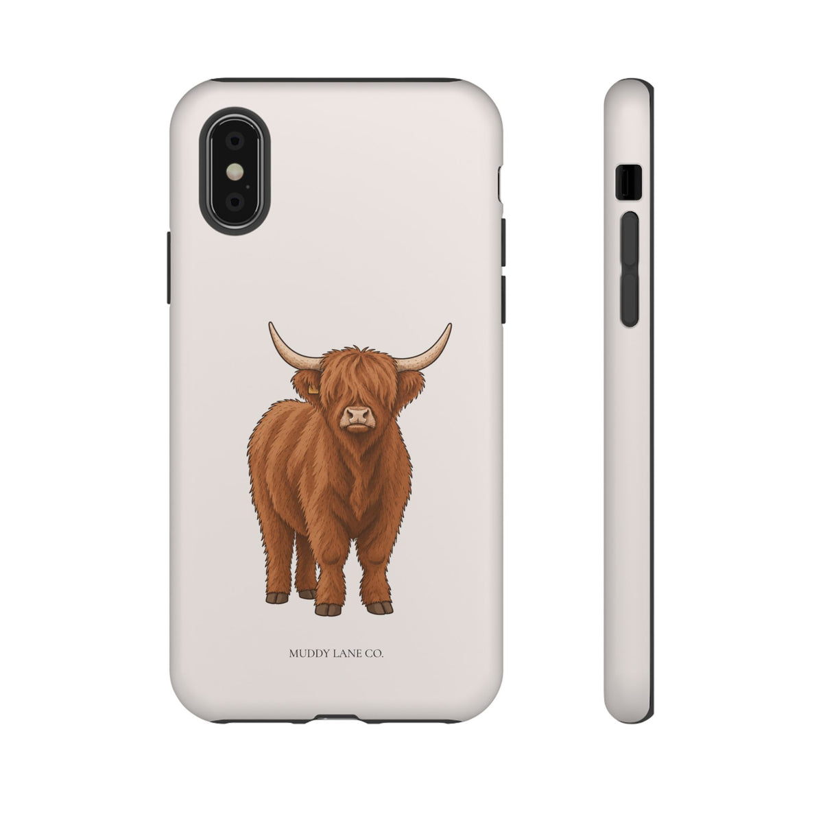 Highland Cow Tough Phone Case in Warm Cream Matte