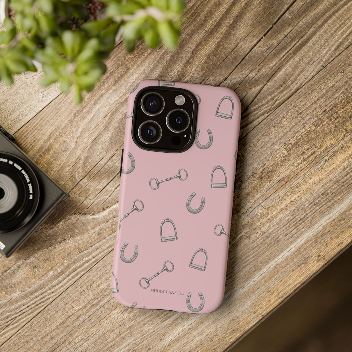Tack Room Pattern Tough Phone Case in Soft Rosette Pink Matte