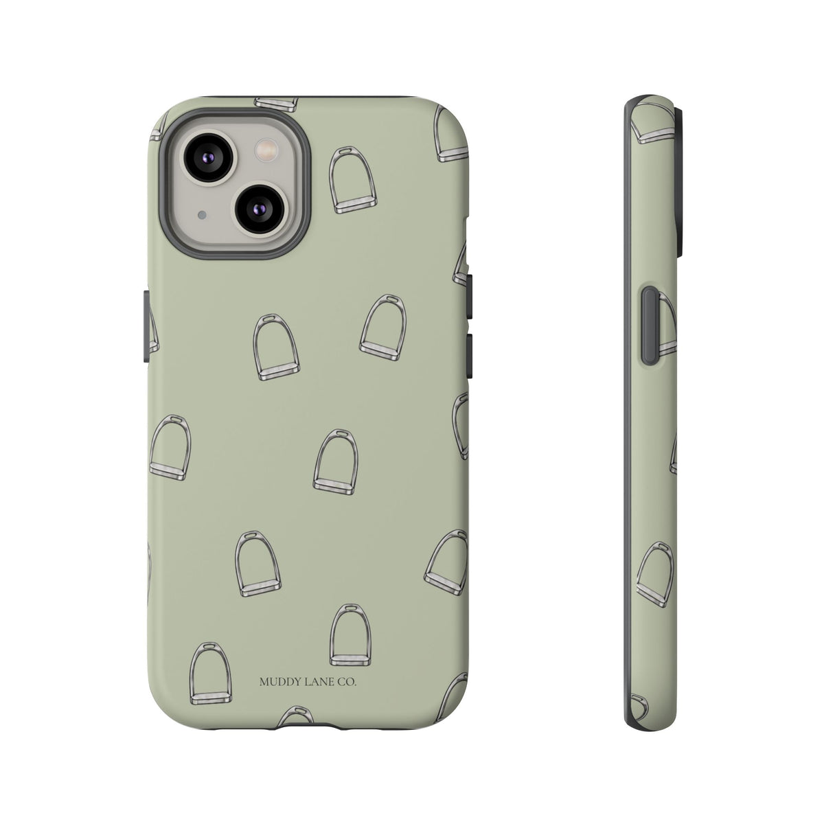 Stirrup Pattern Tough Phone Case in Light Sage Matte