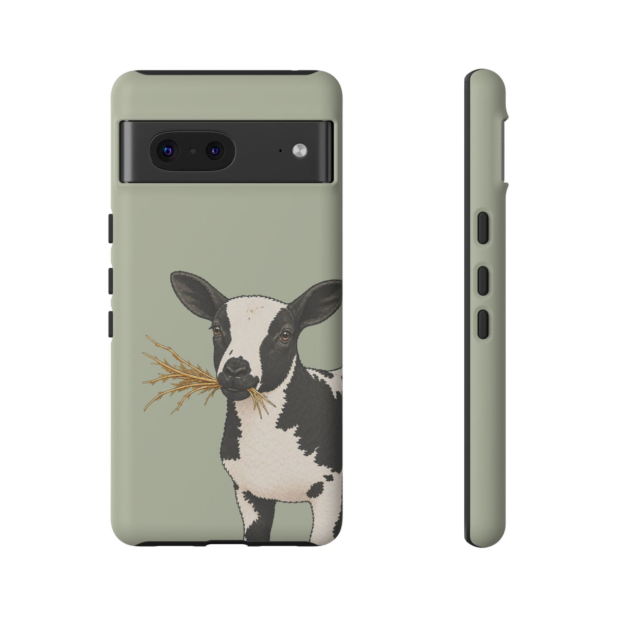 Dutch Spotted Sheep Close-Up Tough Phone Case in Light Sage Matte