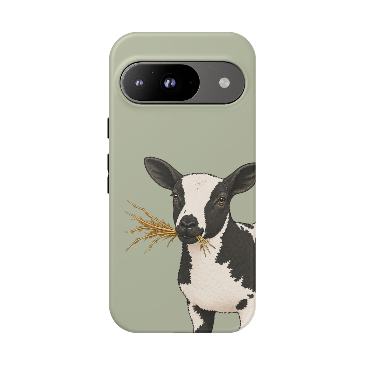 Dutch Spotted Sheep Close-Up Tough Phone Case in Light Sage Matte