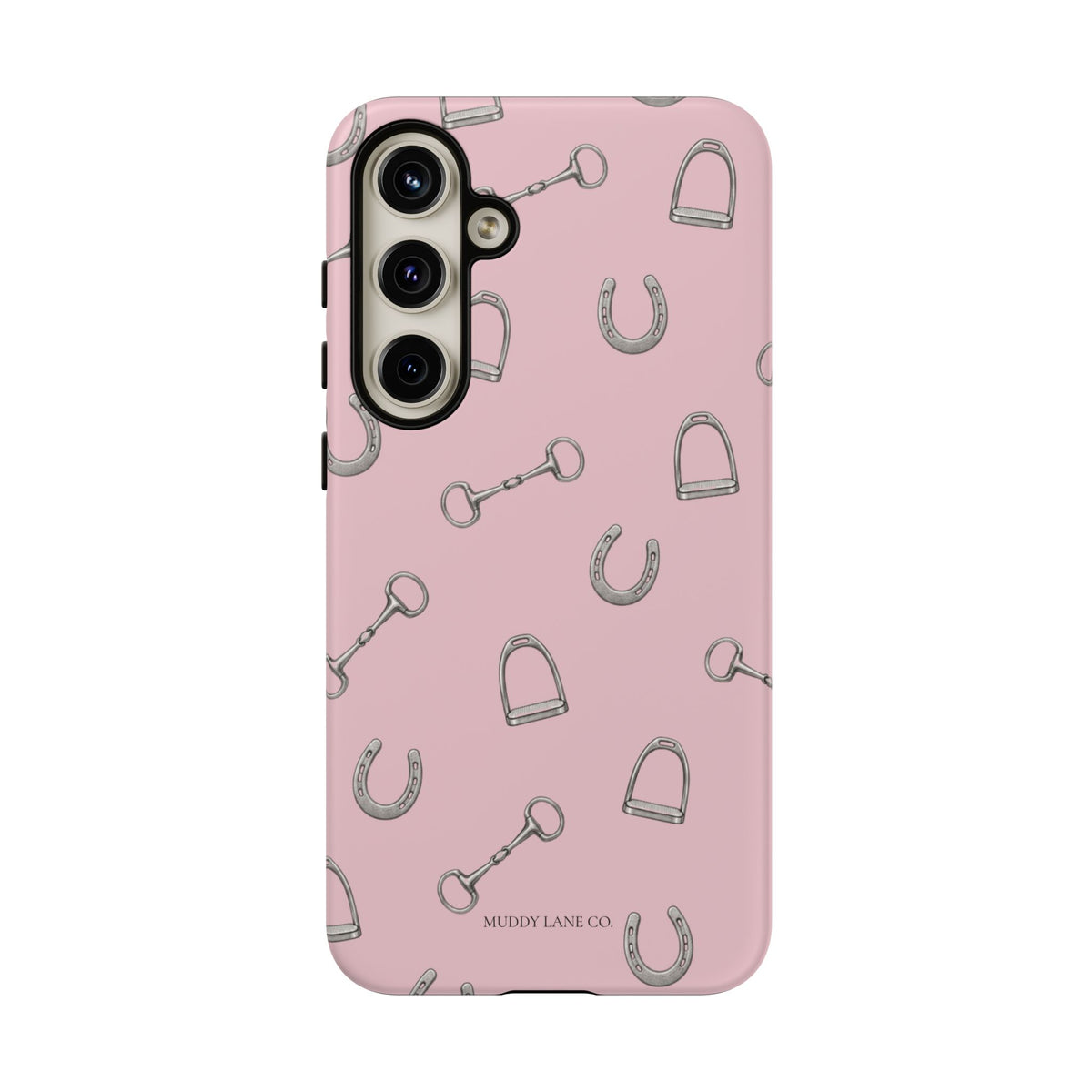 Tack Room Pattern Tough Phone Case in Soft Rosette Pink Matte