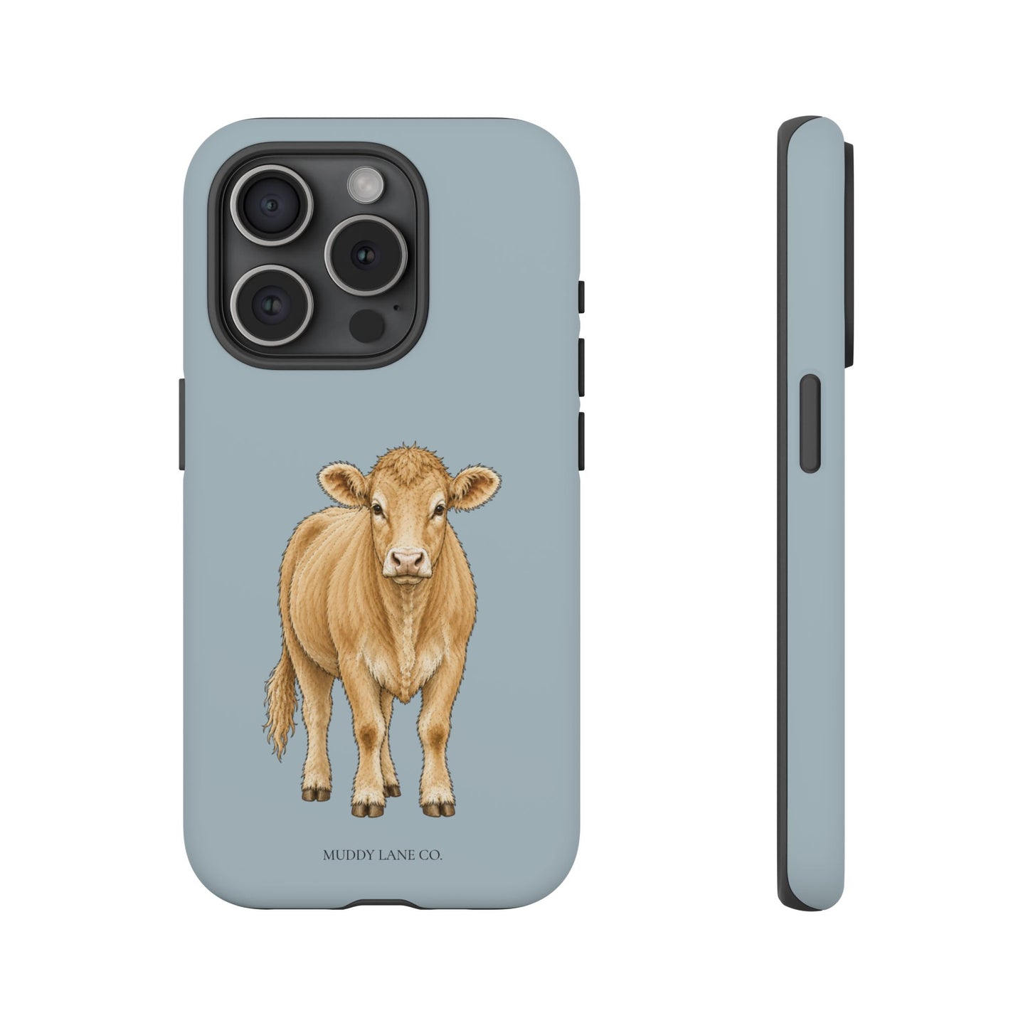 Farm Cow Tough Phone Case in Dusty Blue Matte