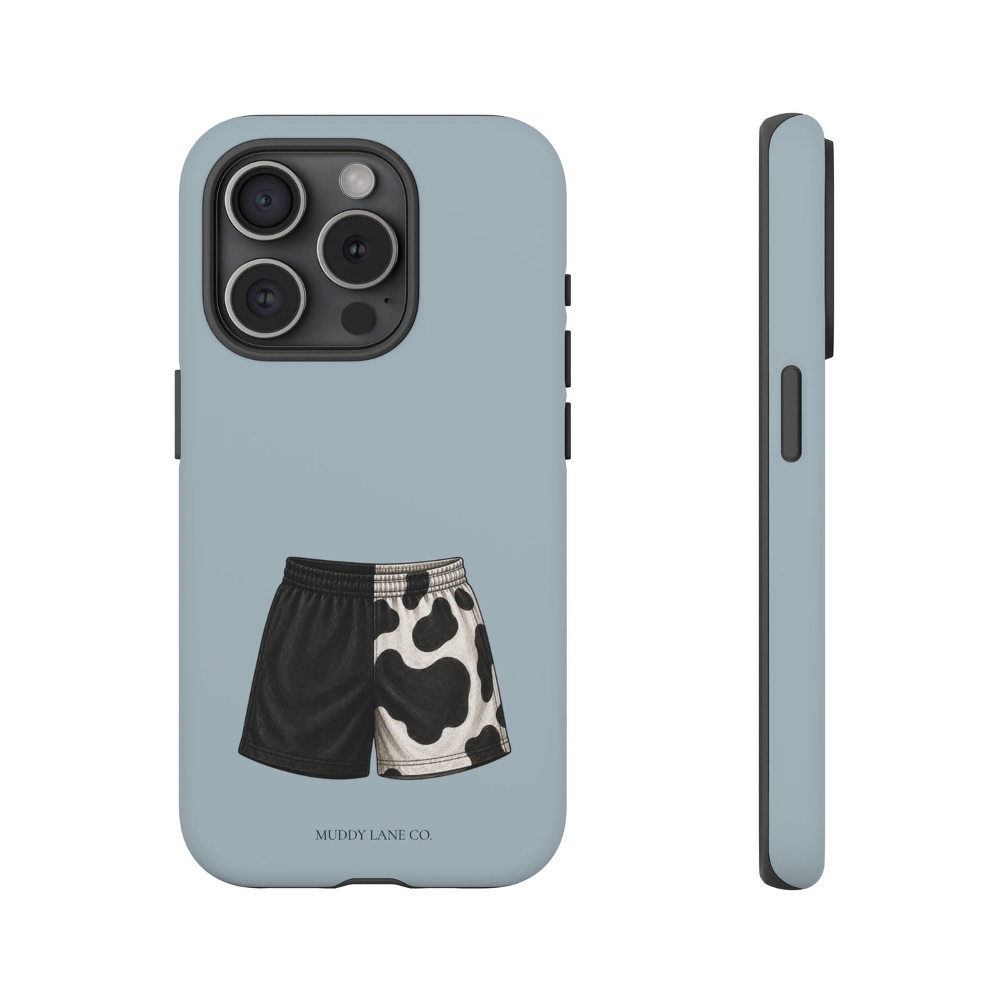 Cow Print Shorts Tough Phone Case in Dusty Blue Matte