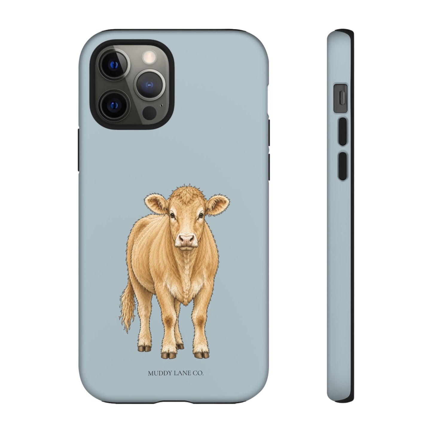 Farm Cow Tough Phone Case in Dusty Blue Matte