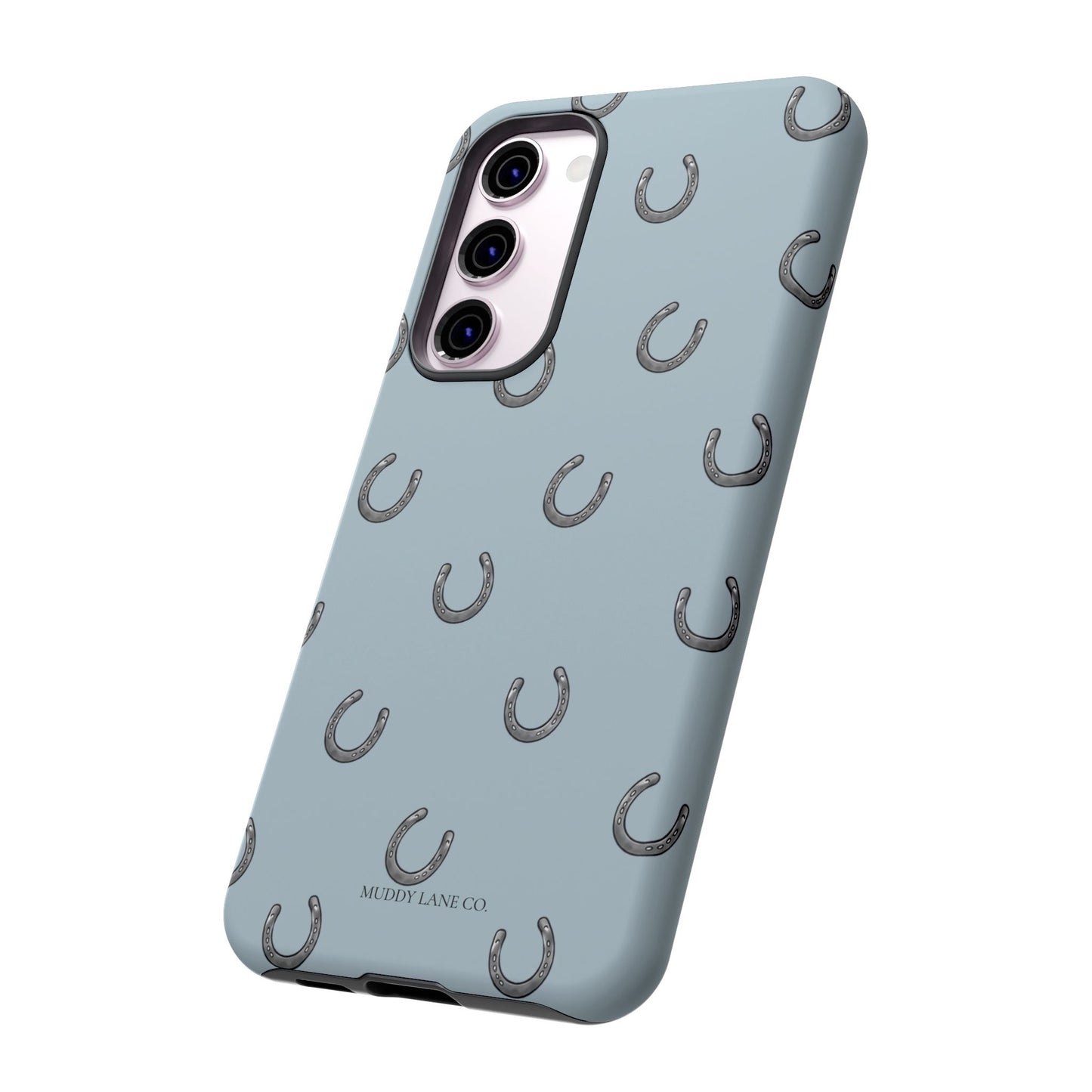 Horseshoe Pattern Tough Phone Case in Dusty Blue Matte