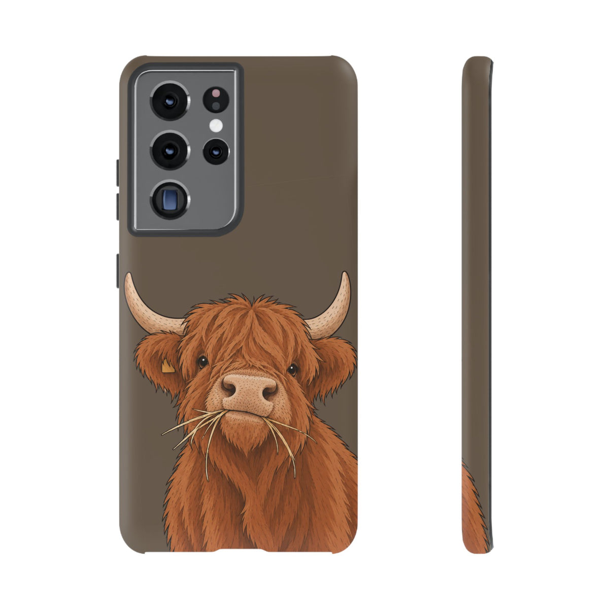 Highland Cow Close-Up Tough Phone Case in Taupe Brown Matte