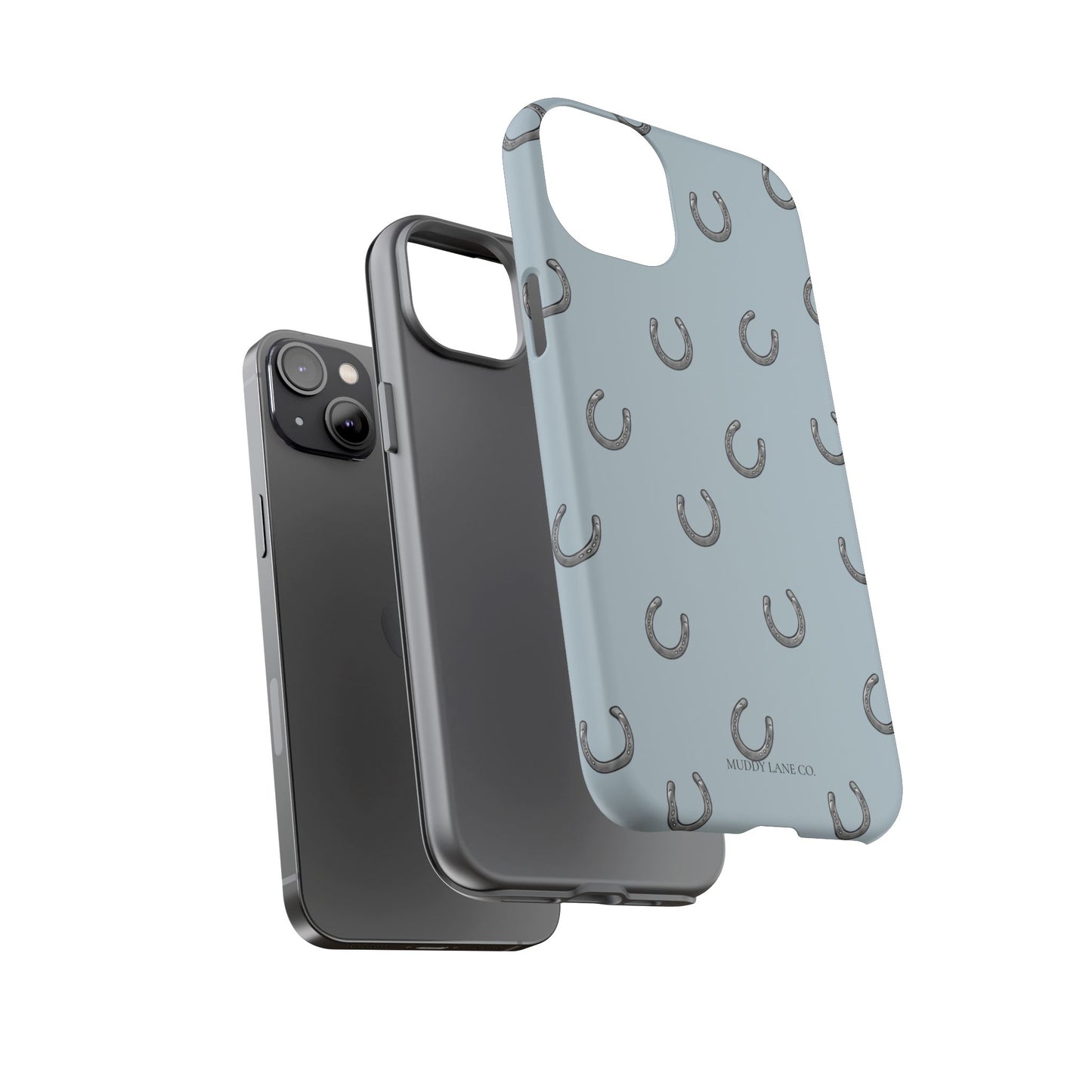 Horseshoe Pattern Tough Phone Case in Dusty Blue Matte