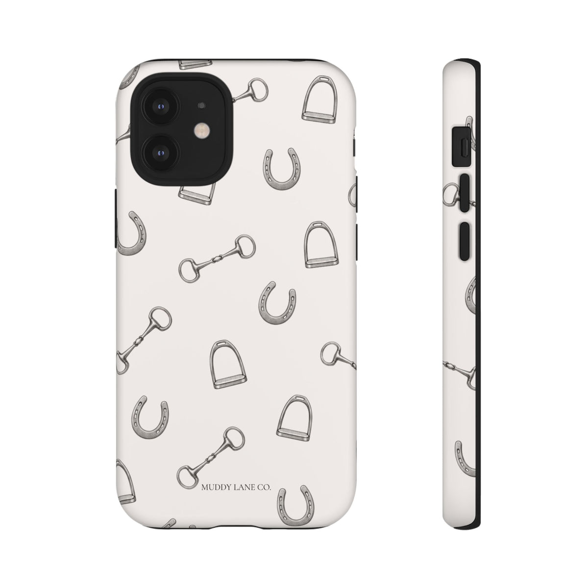 Tack Room Pattern Tough Phone Case in Warm Cream Matte