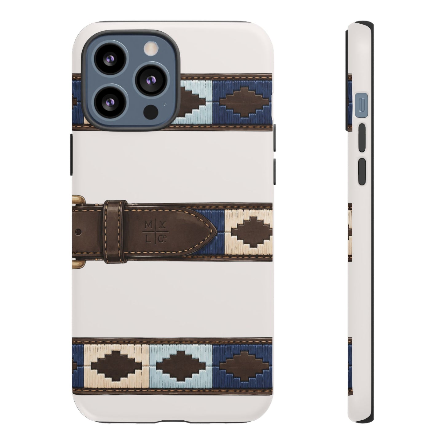 Country Belt Pattern Tough Phone Case in Warm Cream Matte