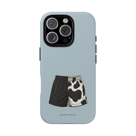 Cow Print Shorts Tough Phone Case in Dusty Blue Matte
