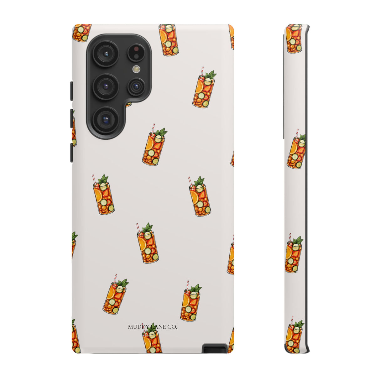 Summer Drink Pattern Tough Phone Case in Warm Cream Matte