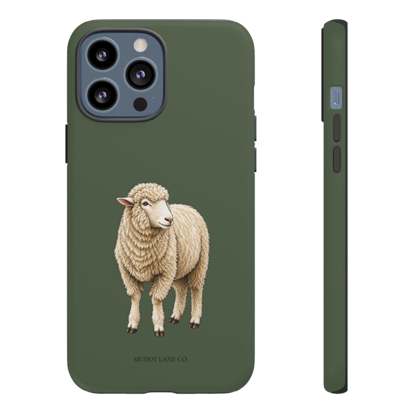 Sheep Tough Phone Case in Forest Green Matte