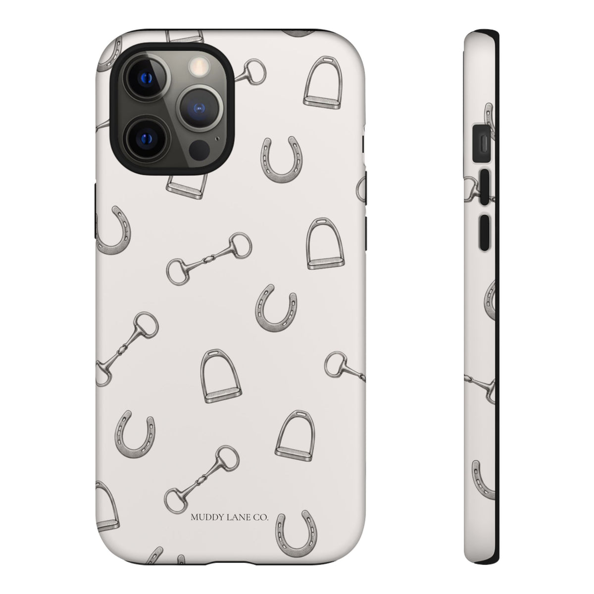 Tack Room Pattern Tough Phone Case in Warm Cream Matte