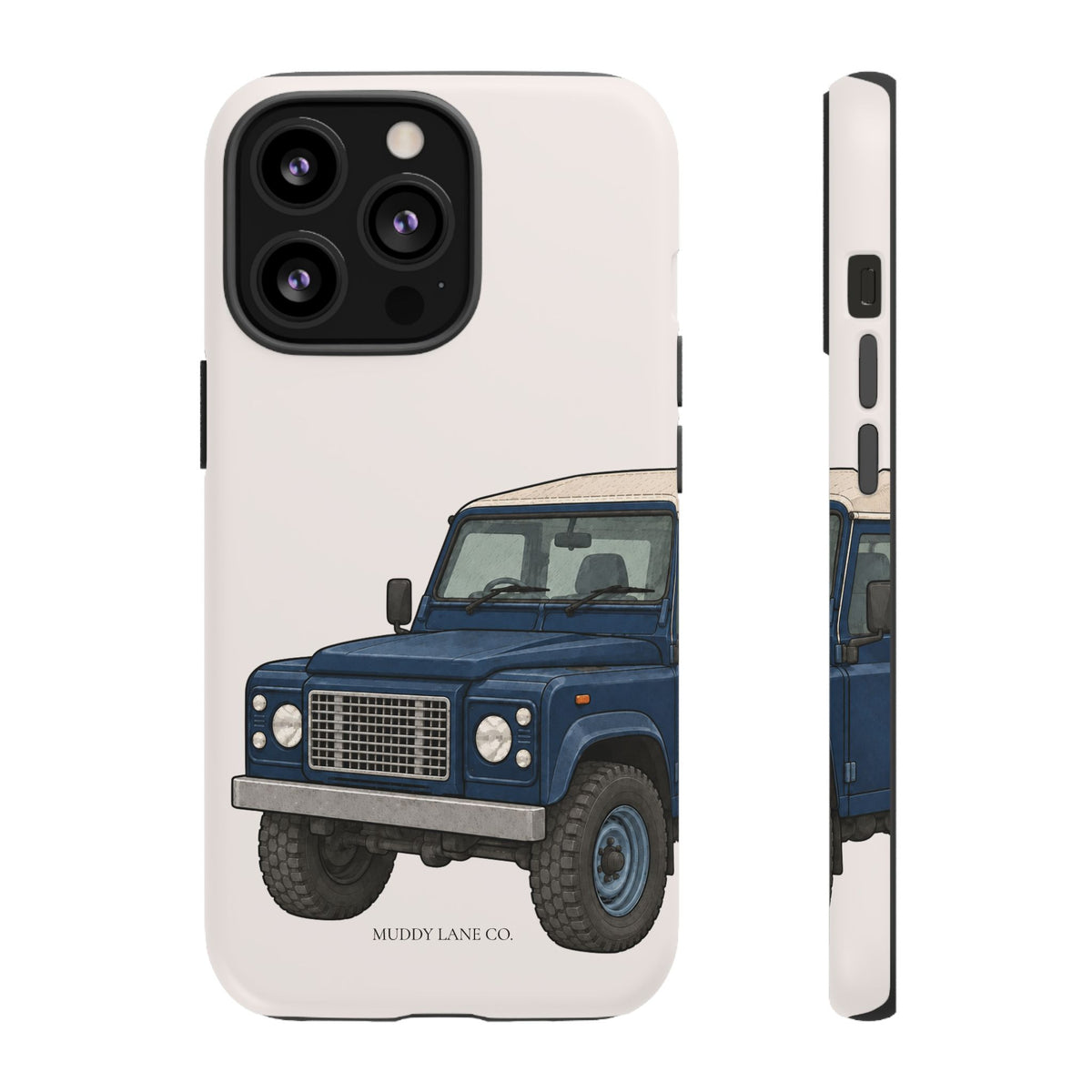 Blue Classic 4x4 Close-Up Tough Phone Case in Warm Cream Matte