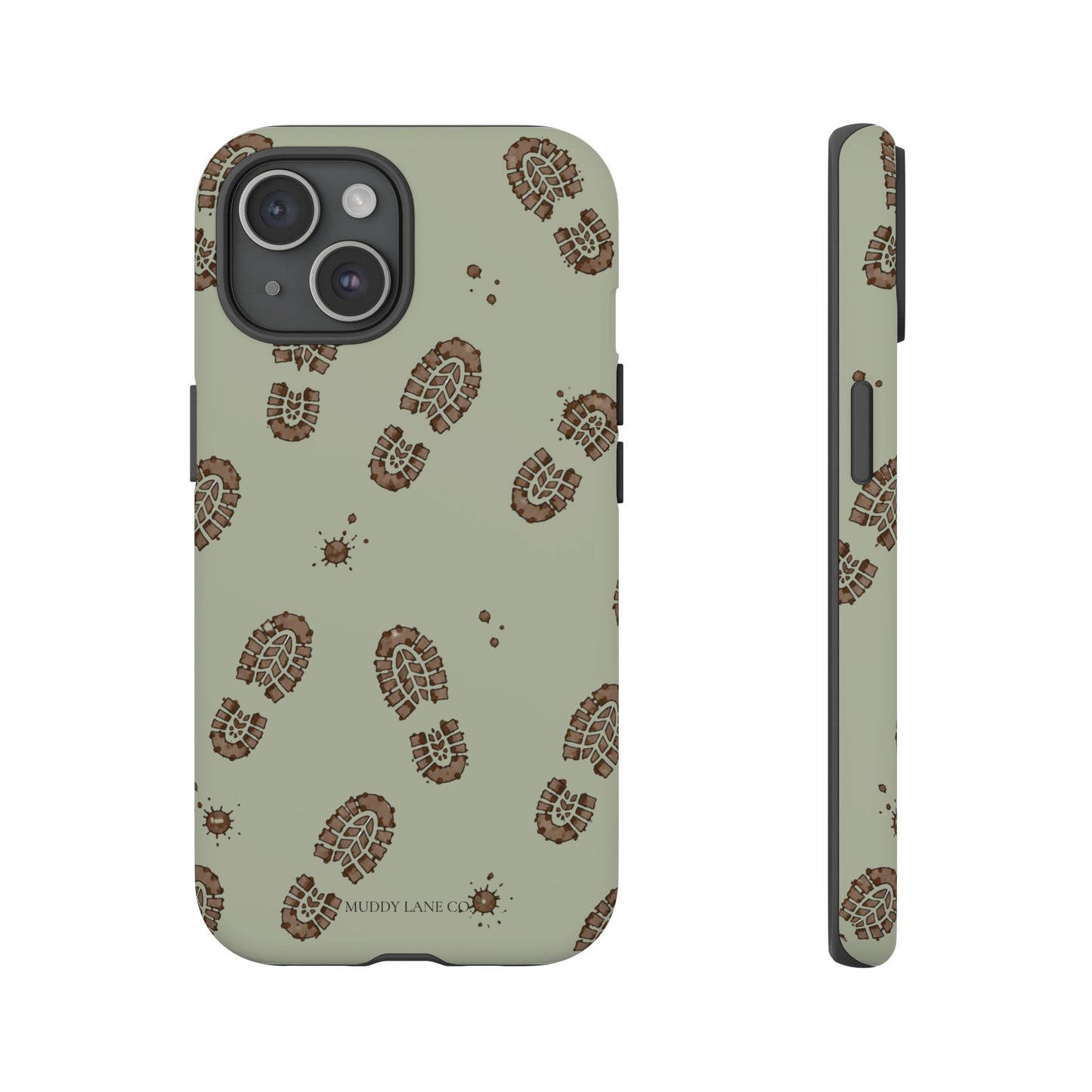 Muddy Boot Print Tough Phone Case in Light Sage Matte