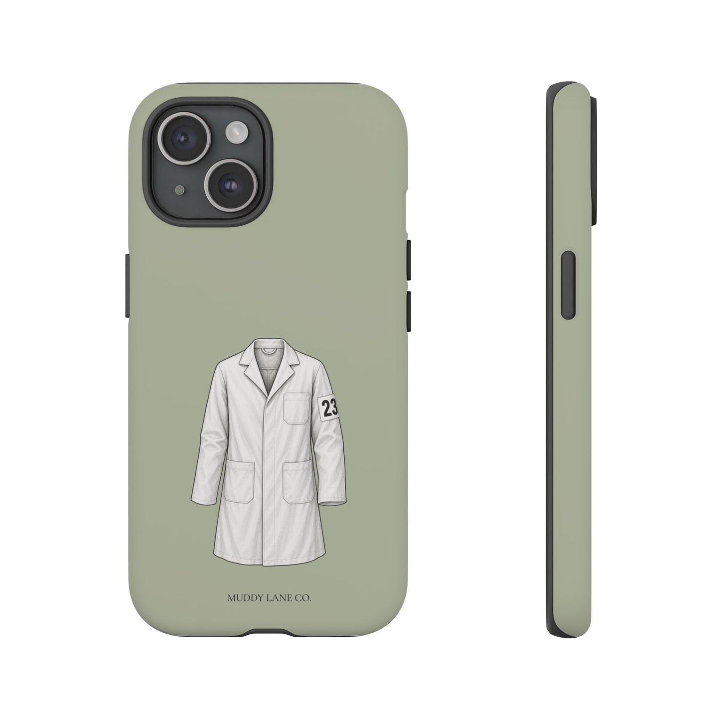 Showing Coat Tough Phone Case in Light Sage Matte