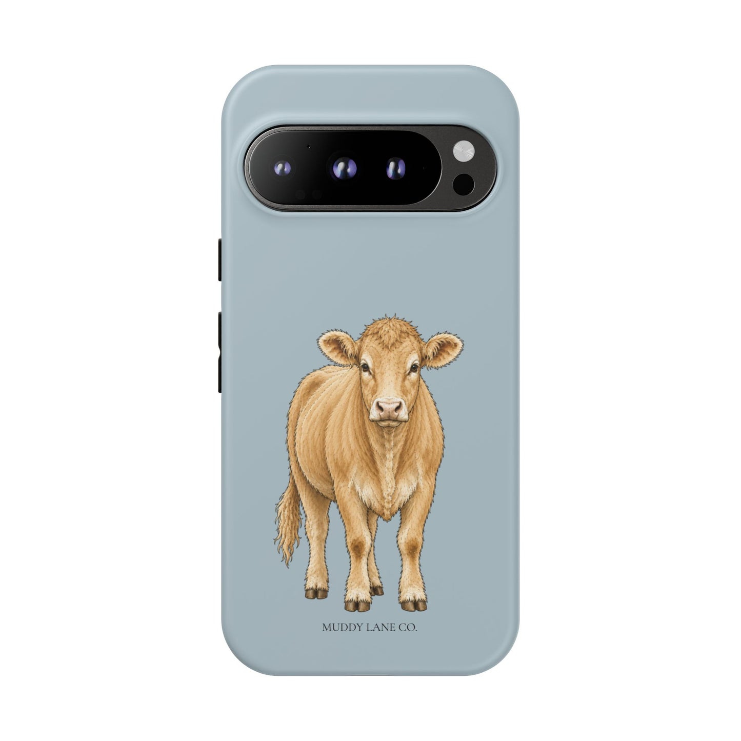Farm Cow Tough Phone Case in Dusty Blue Matte