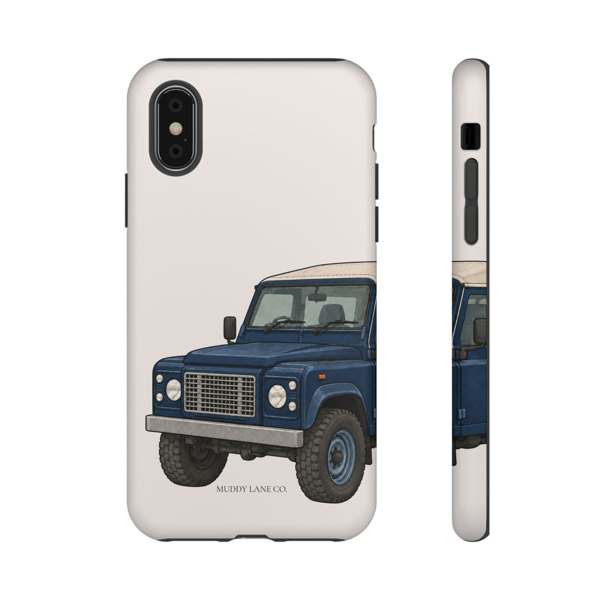Blue Classic 4x4 Close-Up Tough Phone Case in Warm Cream Matte