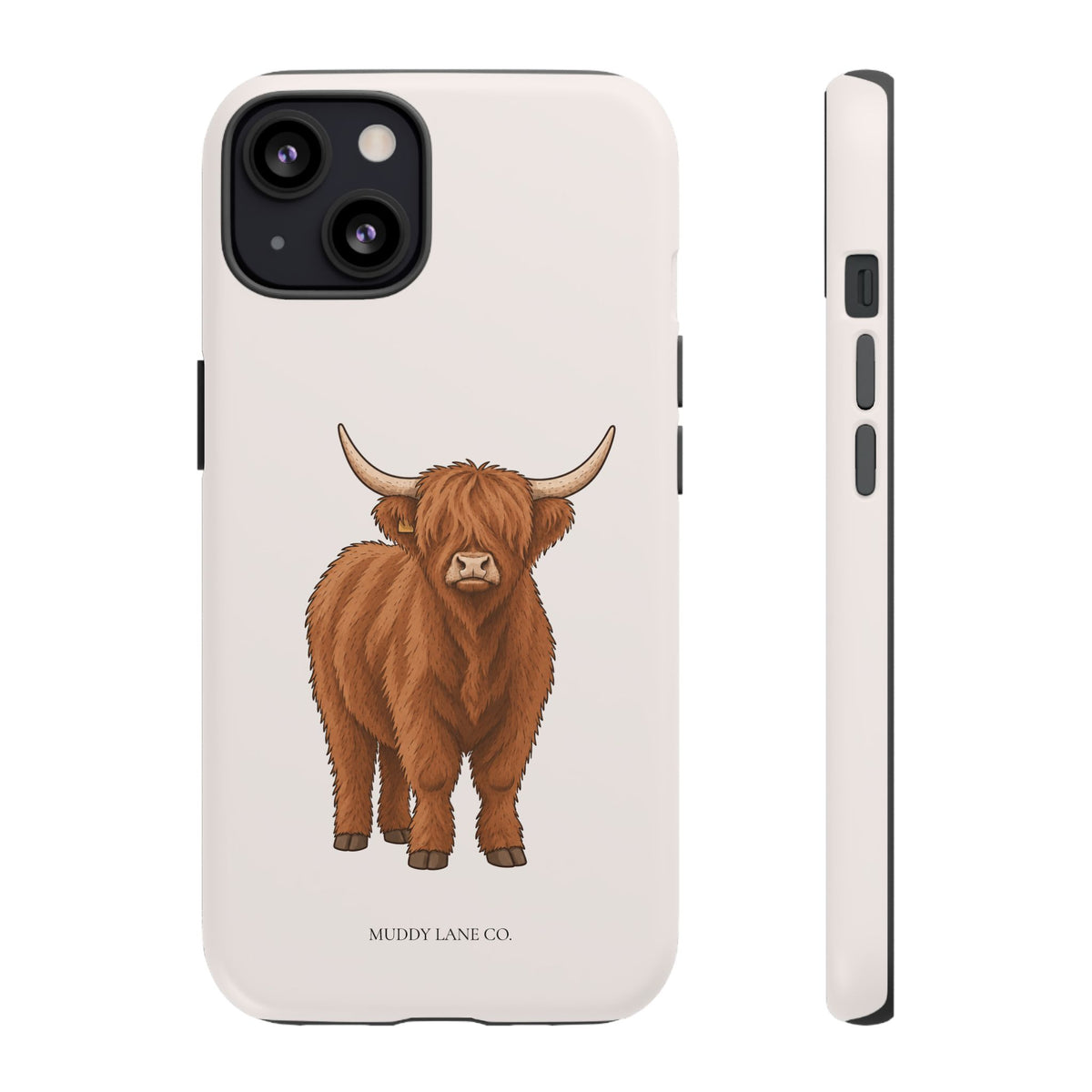 Highland Cow Tough Phone Case in Warm Cream Matte