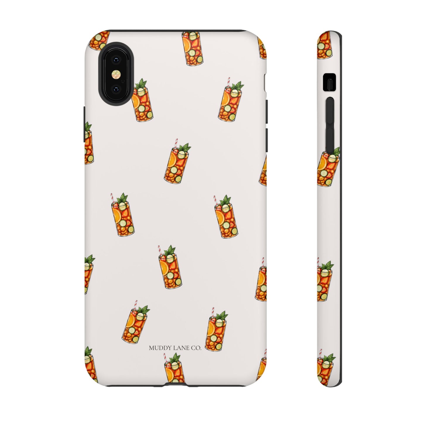 Summer Drink Pattern Tough Phone Case in Warm Cream Matte