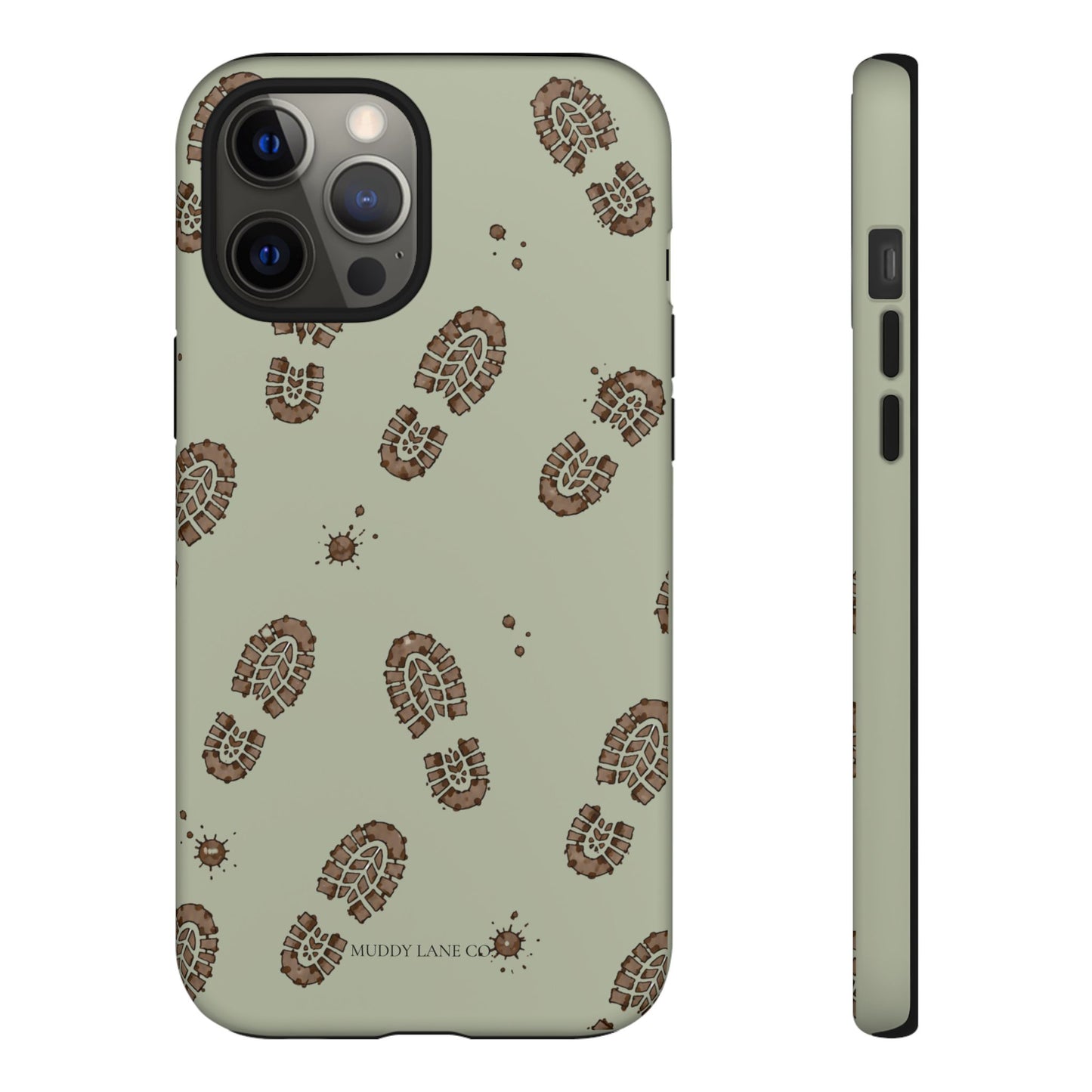 Muddy Boot Print Tough Phone Case in Light Sage Matte