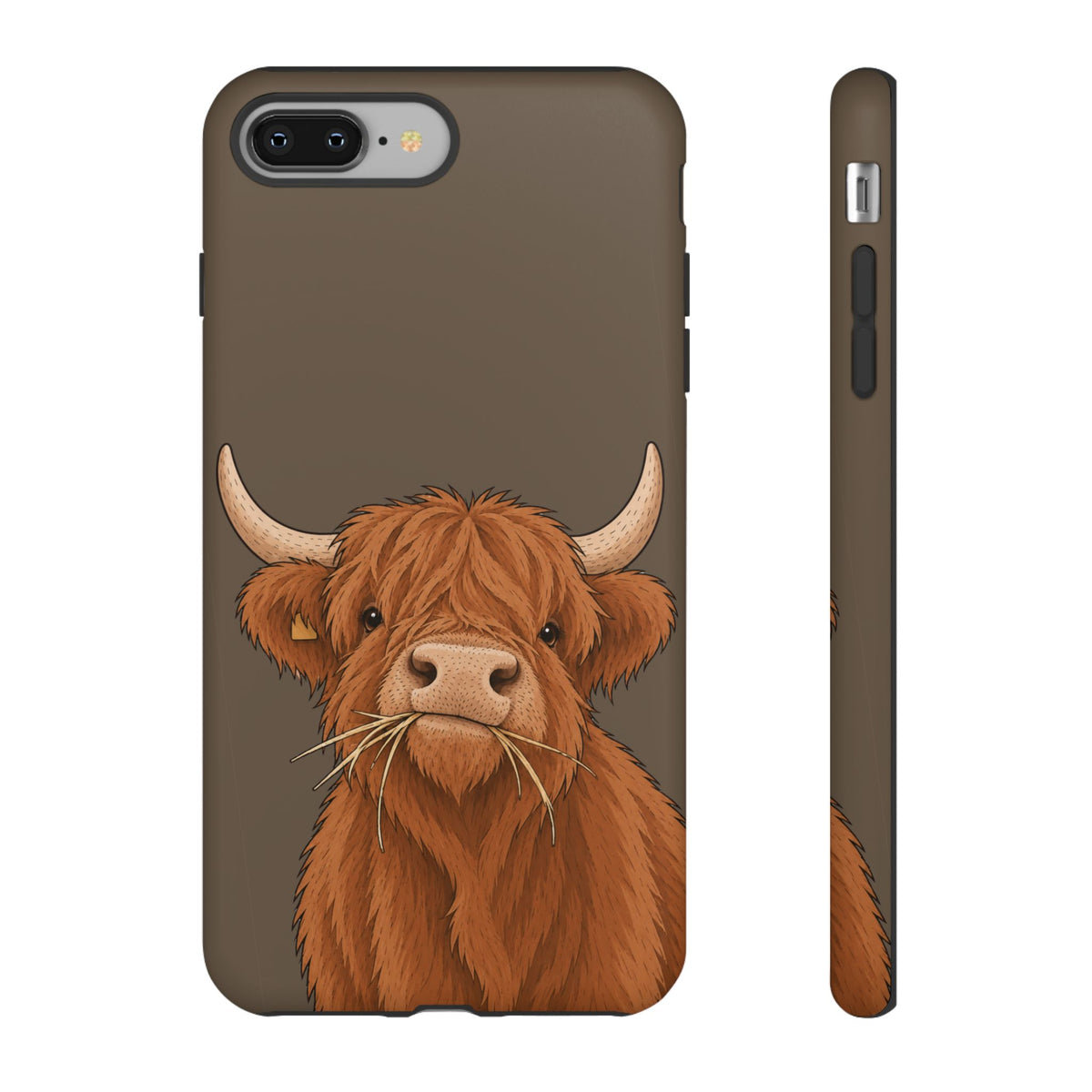 Highland Cow Close-Up phone case in Taupe Brown by Muddy Lane Co, photo 3