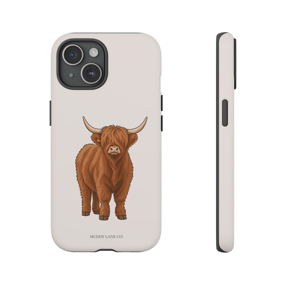 Highland Cow Tough Phone Case in Warm Cream Matte