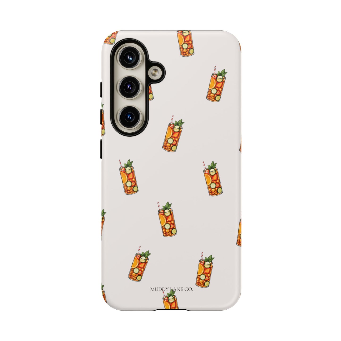 Summer Drink Pattern Tough Phone Case in Warm Cream Matte
