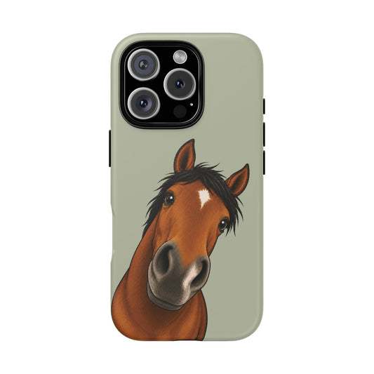 Boop Horse tough phone case in Light Sage, matte finish, original Muddy Lane Co. artwork