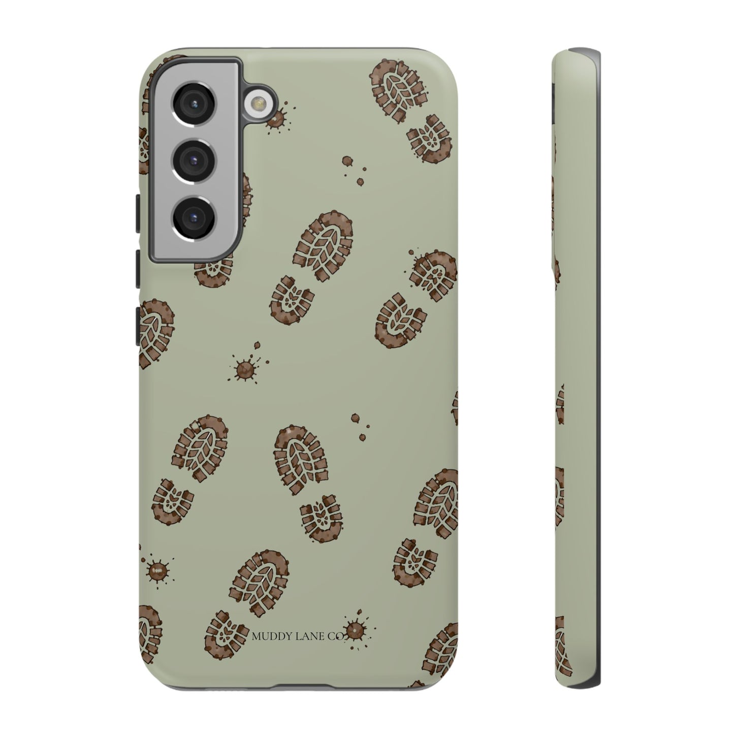 Muddy Boot Print Tough Phone Case in Light Sage Matte