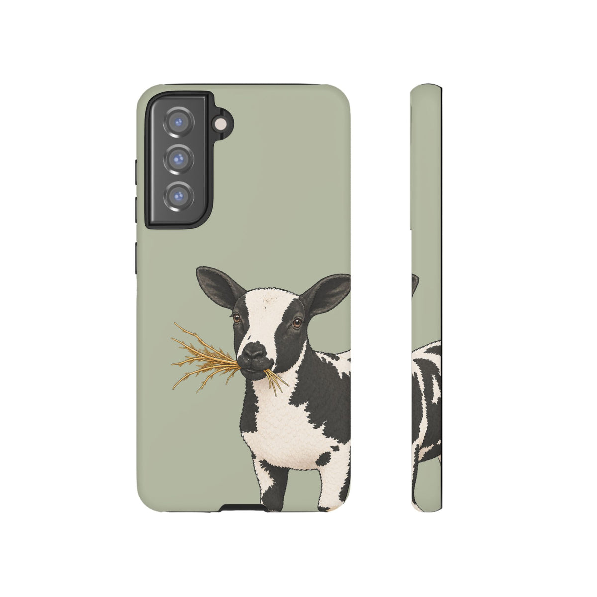 Dutch Spotted Sheep Close-Up Tough Phone Case in Light Sage Matte