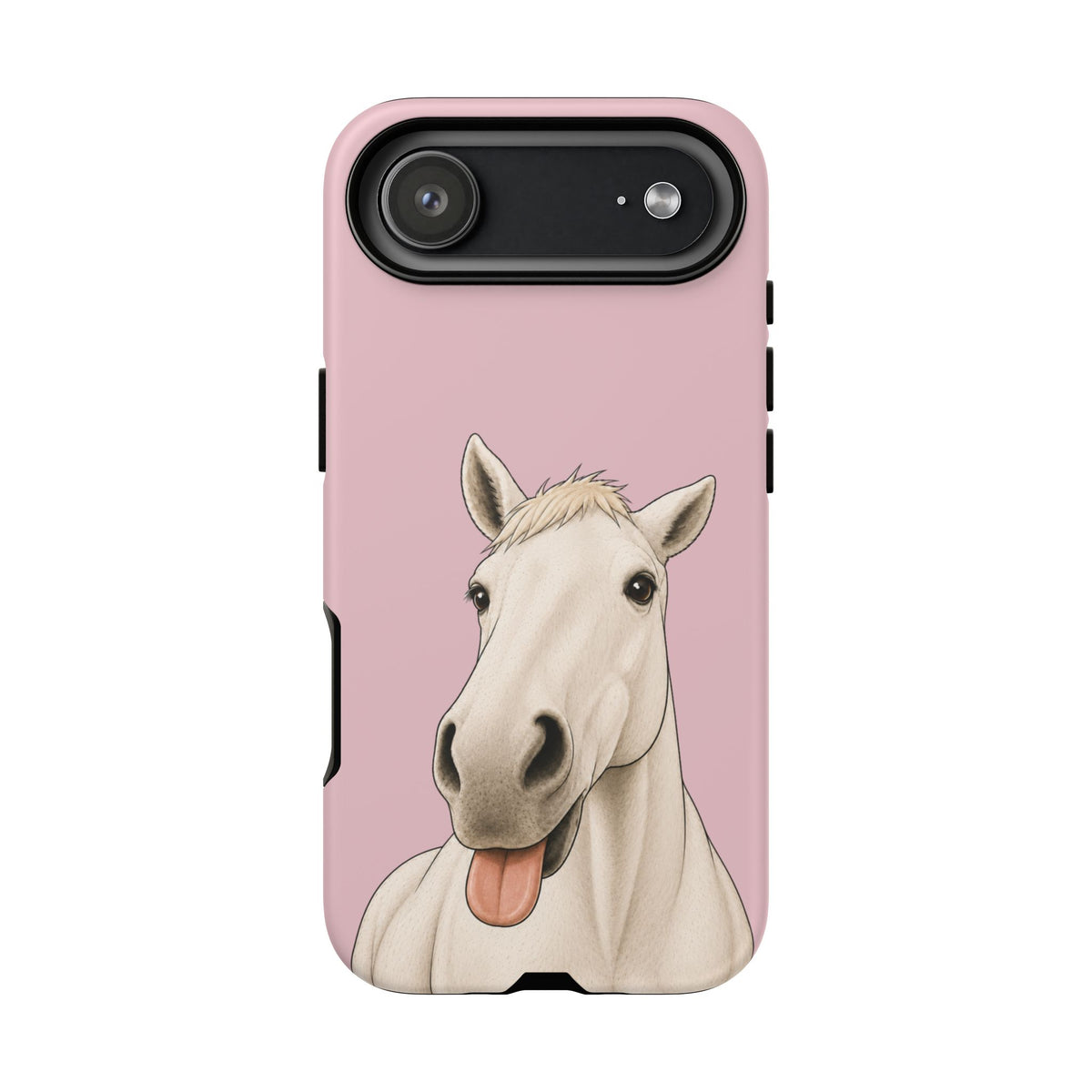 Silly White Horse Tough Phone Case in Soft Rosette Pink Matte