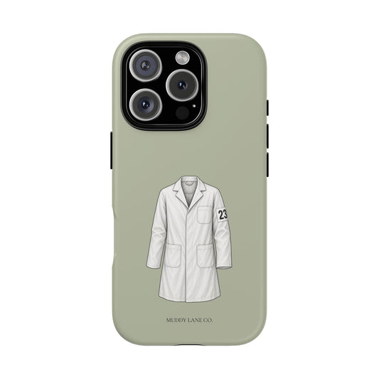 Showing Coat Tough Phone Case in Light Sage Matte