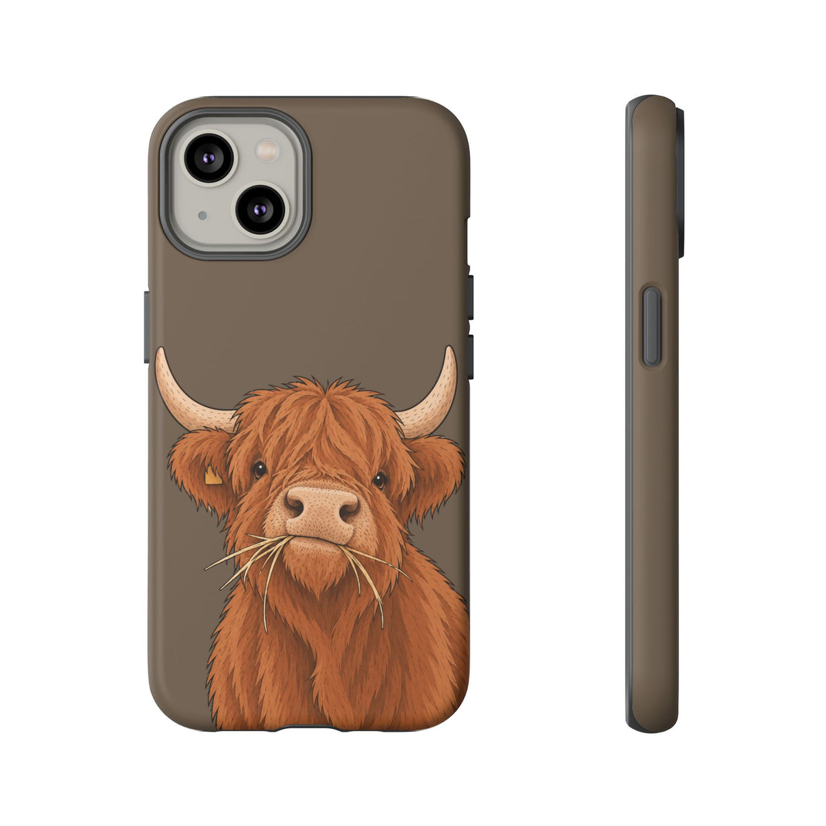 Highland Cow Close-Up Tough Phone Case in Taupe Brown Matte
