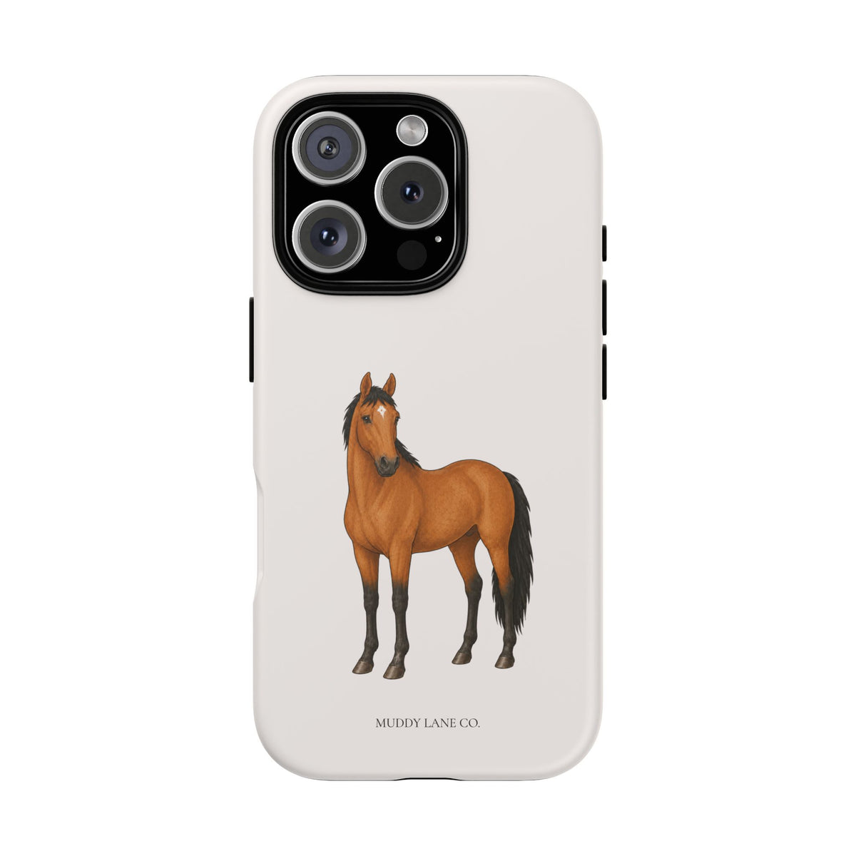 Chestnut Horse tough phone case in Warm Cream, matte finish, original Muddy Lane Co. artwork