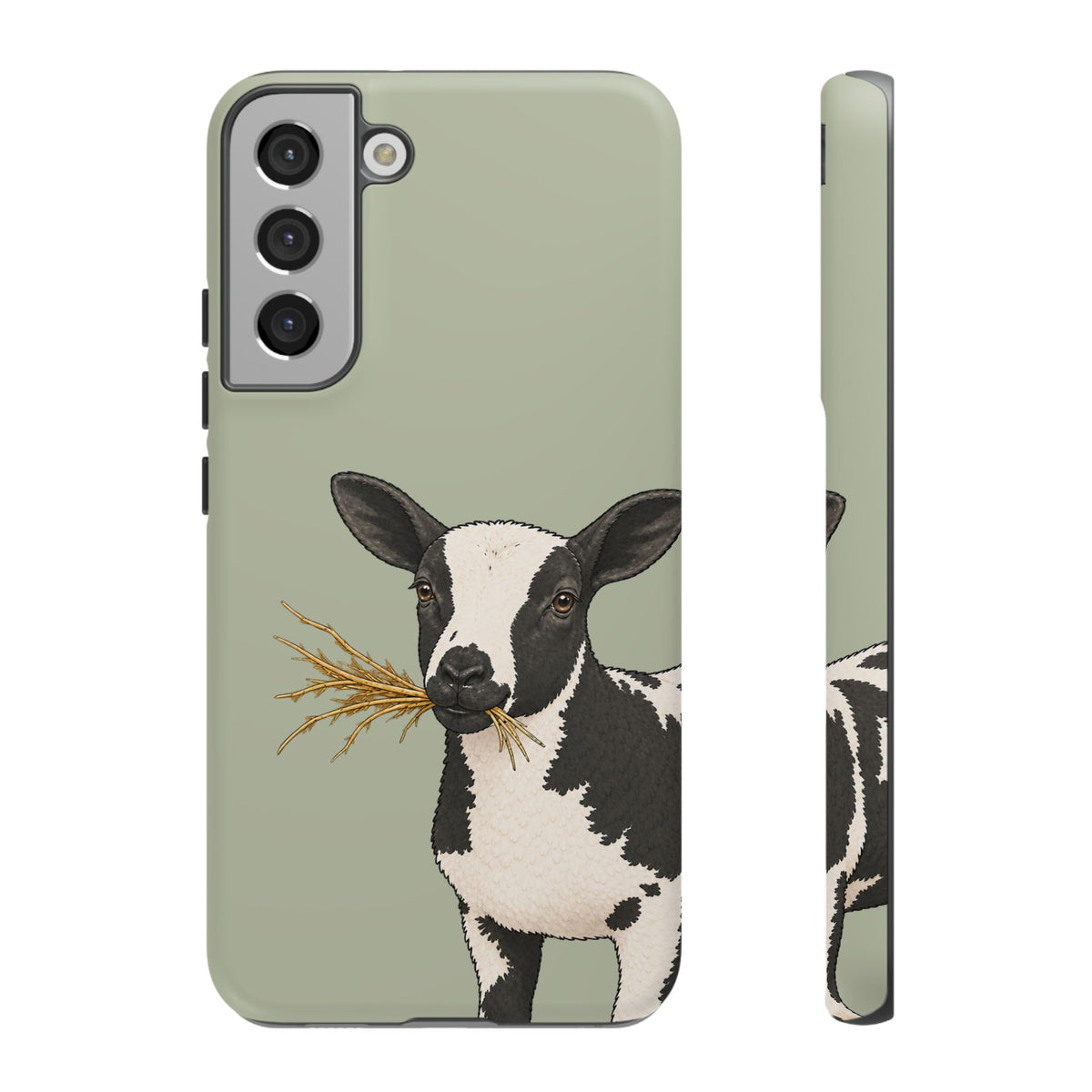 Dutch Spotted Sheep Close-Up Tough Phone Case in Light Sage Matte
