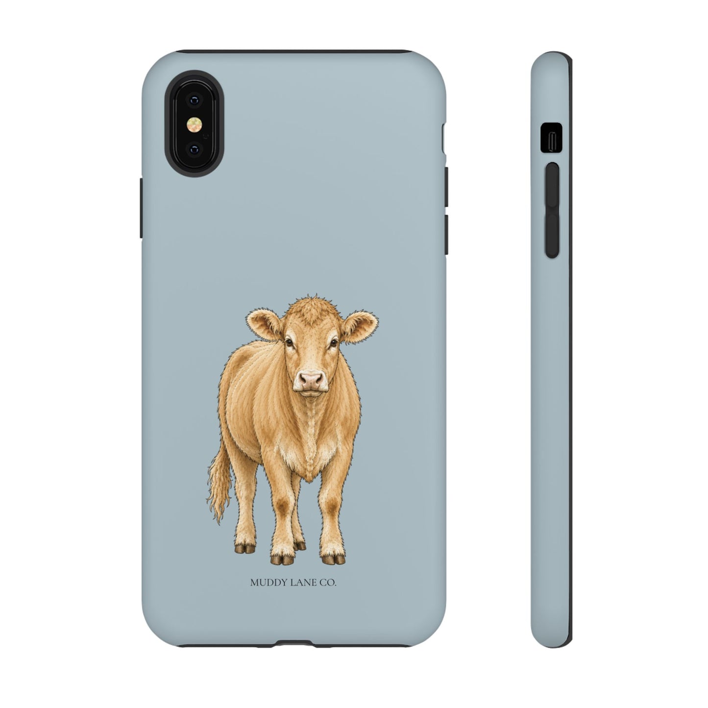 Farm Cow Tough Phone Case in Dusty Blue Matte