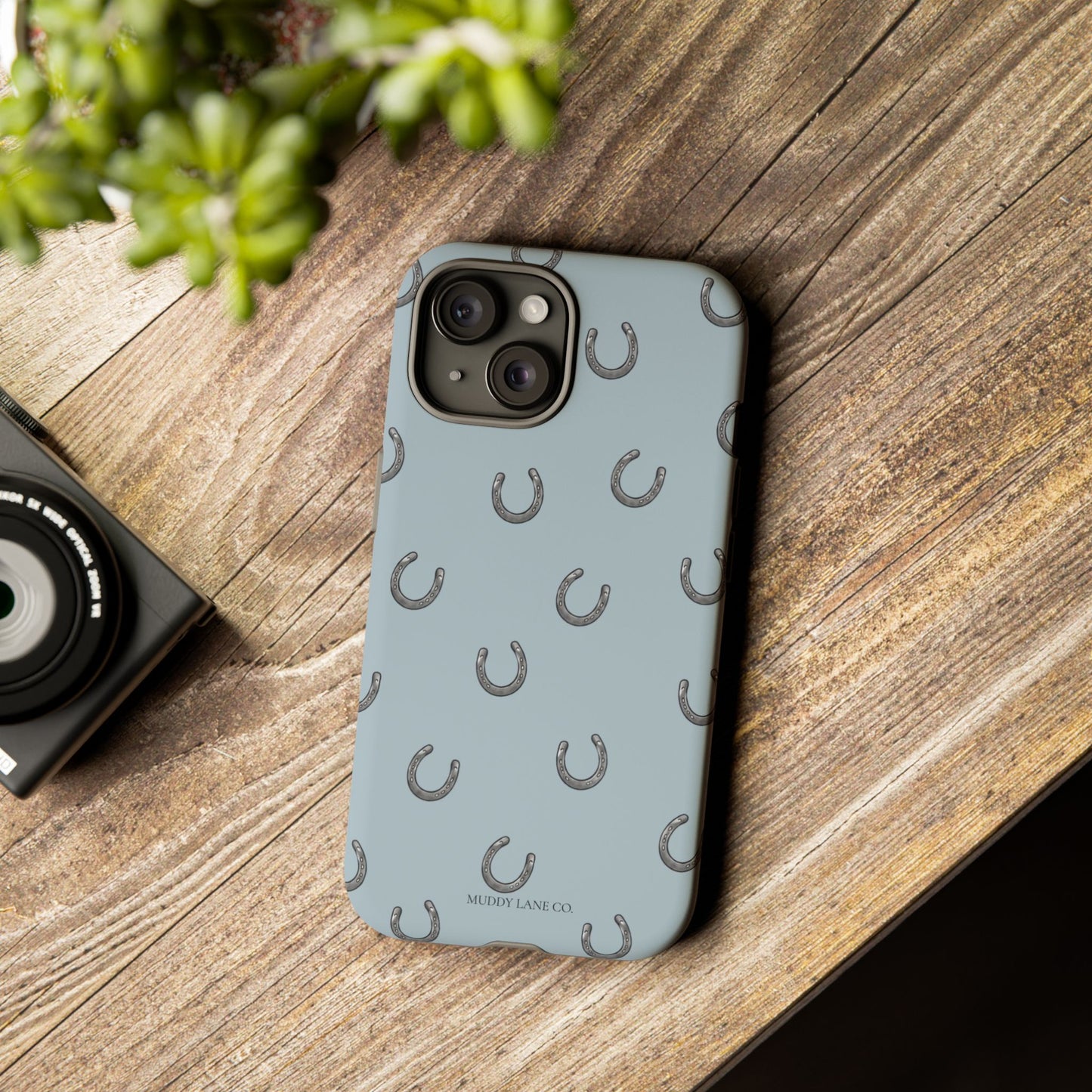 Horseshoe Pattern Tough Phone Case in Dusty Blue Matte
